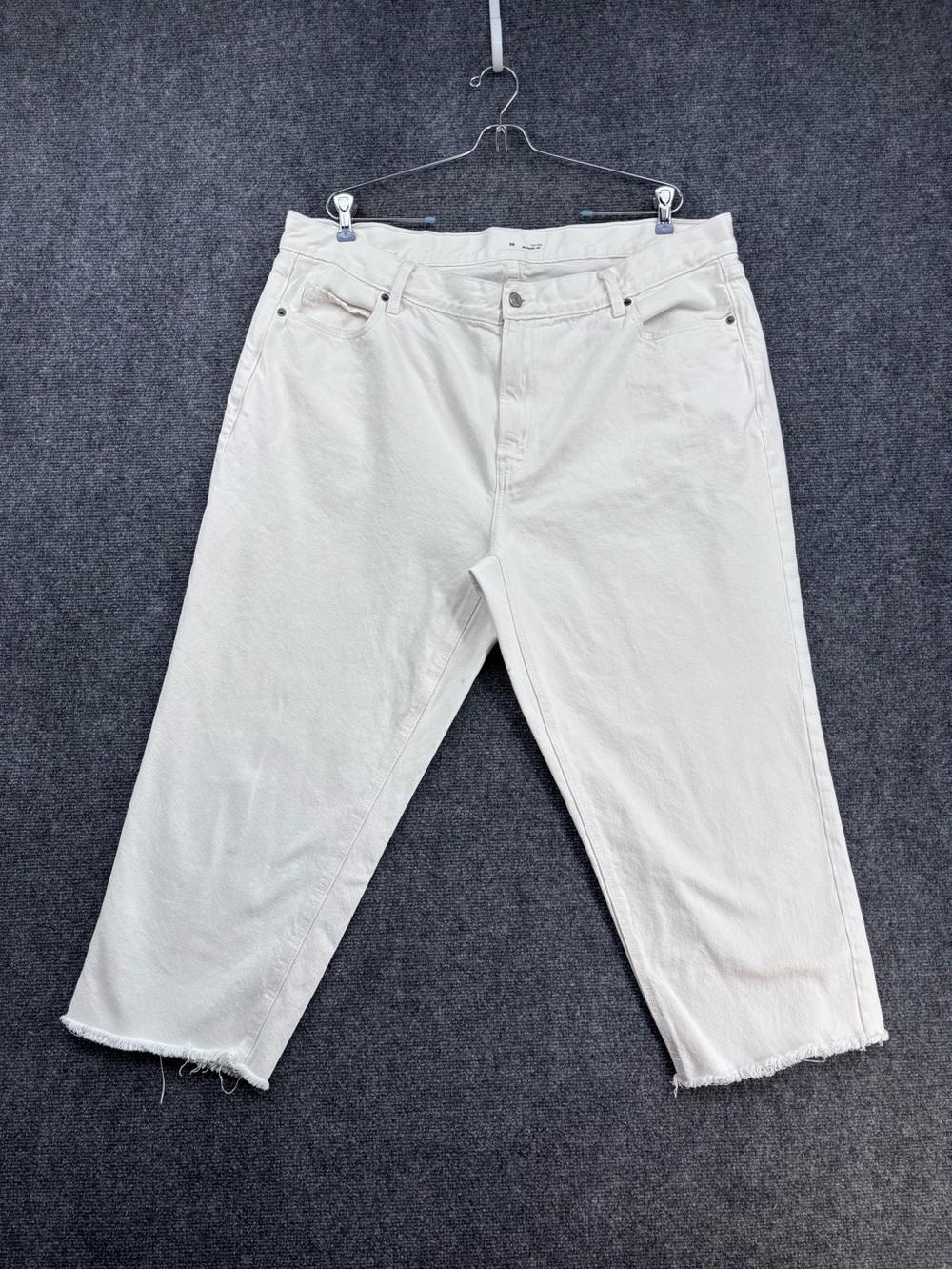 Old Navy White High Rise Cropped Slouchy Jeans Raw Hem Women’s Plus 20